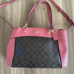 Beautiful Coach Signature Canvas Tote with Pink Leather Trim